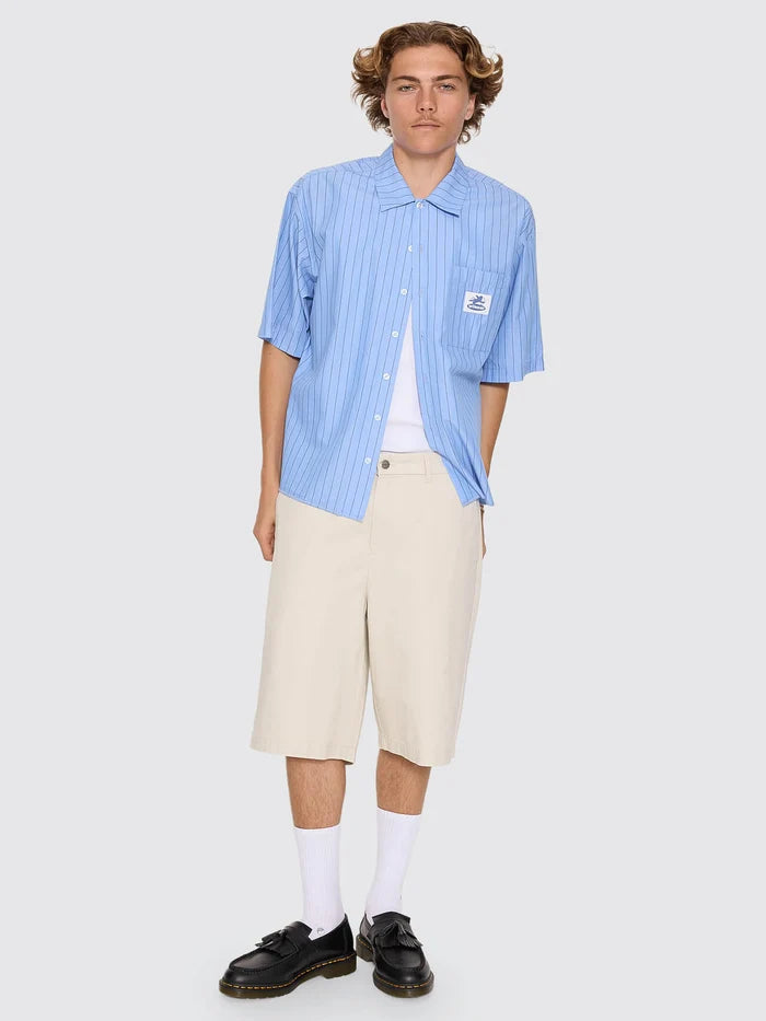 WORSHIP - Shadow Cherub Box Crop Short Sleeve Shirt - DREAM BLUE STRIPE