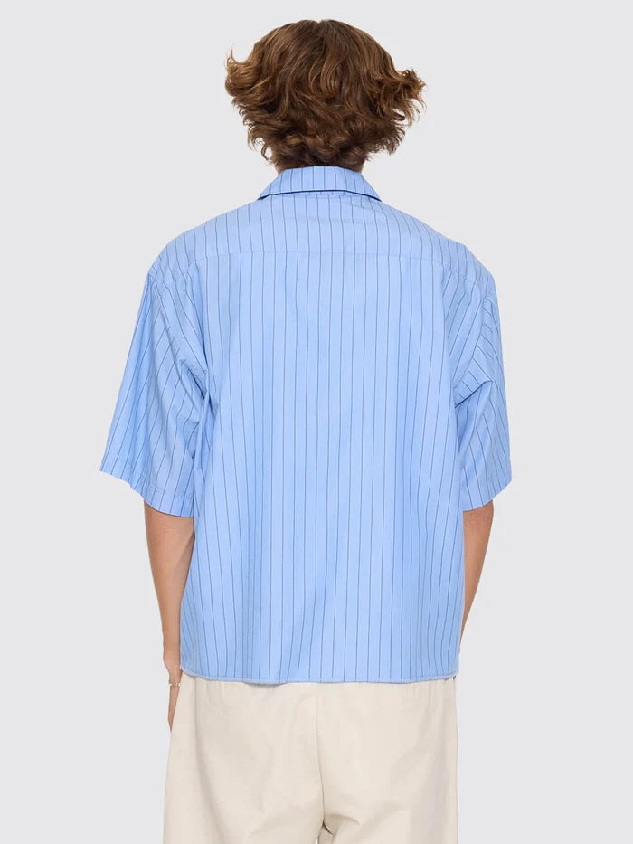 WORSHIP - Shadow Cherub Box Crop Short Sleeve Shirt - DREAM BLUE STRIPE