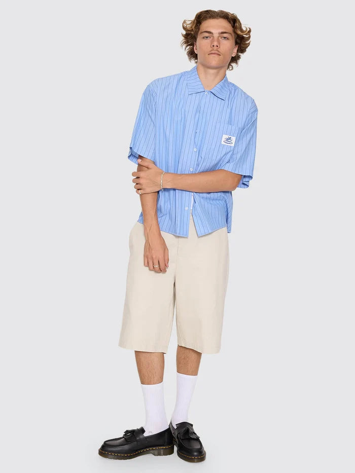 WORSHIP - Shadow Cherub Box Crop Short Sleeve Shirt - DREAM BLUE STRIPE