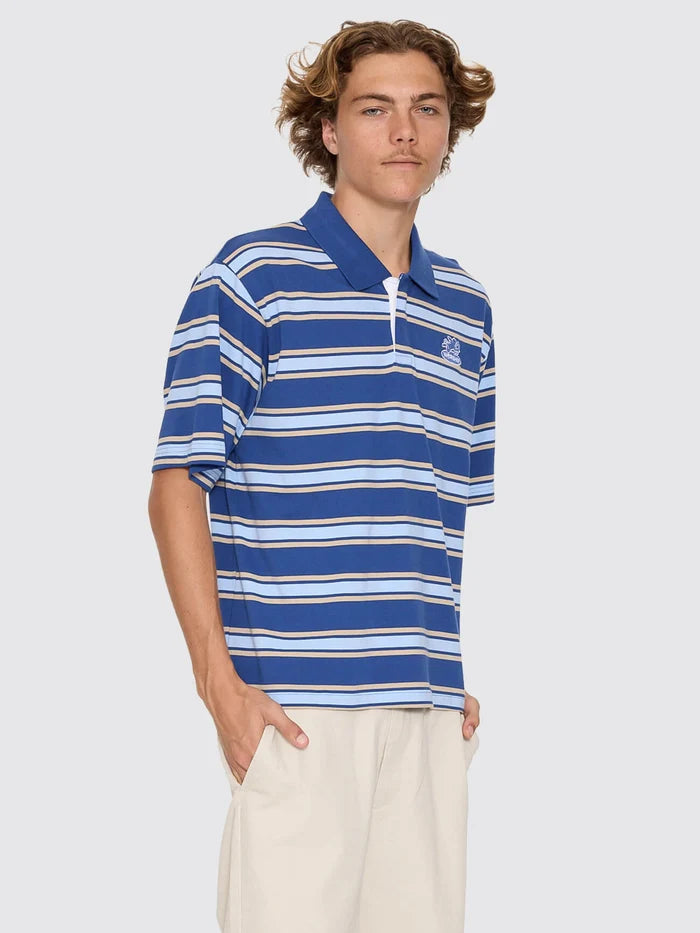 WORSHIP - Shadow Cherub Short Sleeve Golf Polo - BLUE