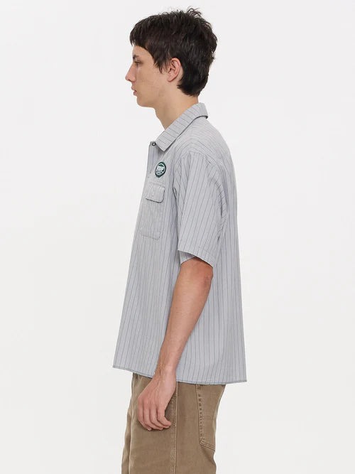WORSHIP - Service Stripe S/S Work Shirt - LUNAR GREY