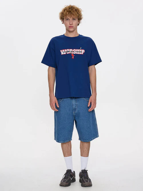 WORSHIP - Belter Big Dawg Jean Short - Sky High Blue