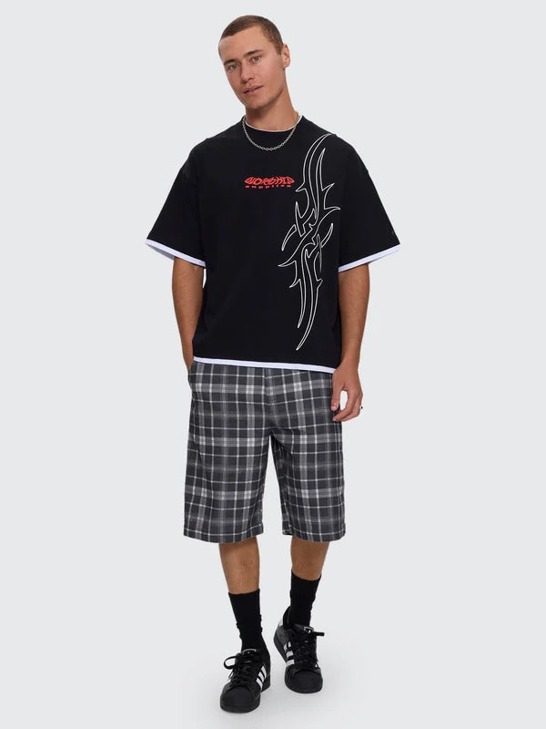 WORSHIP - Pitted Box Crop Layer Tee - BLACK