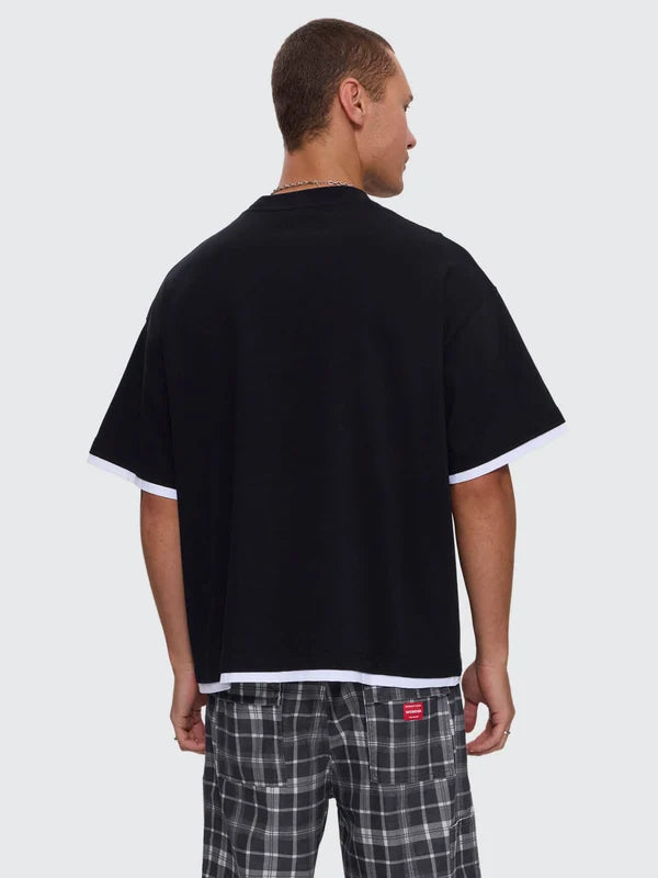 WORSHIP - Pitted Box Crop Layer Tee - BLACK