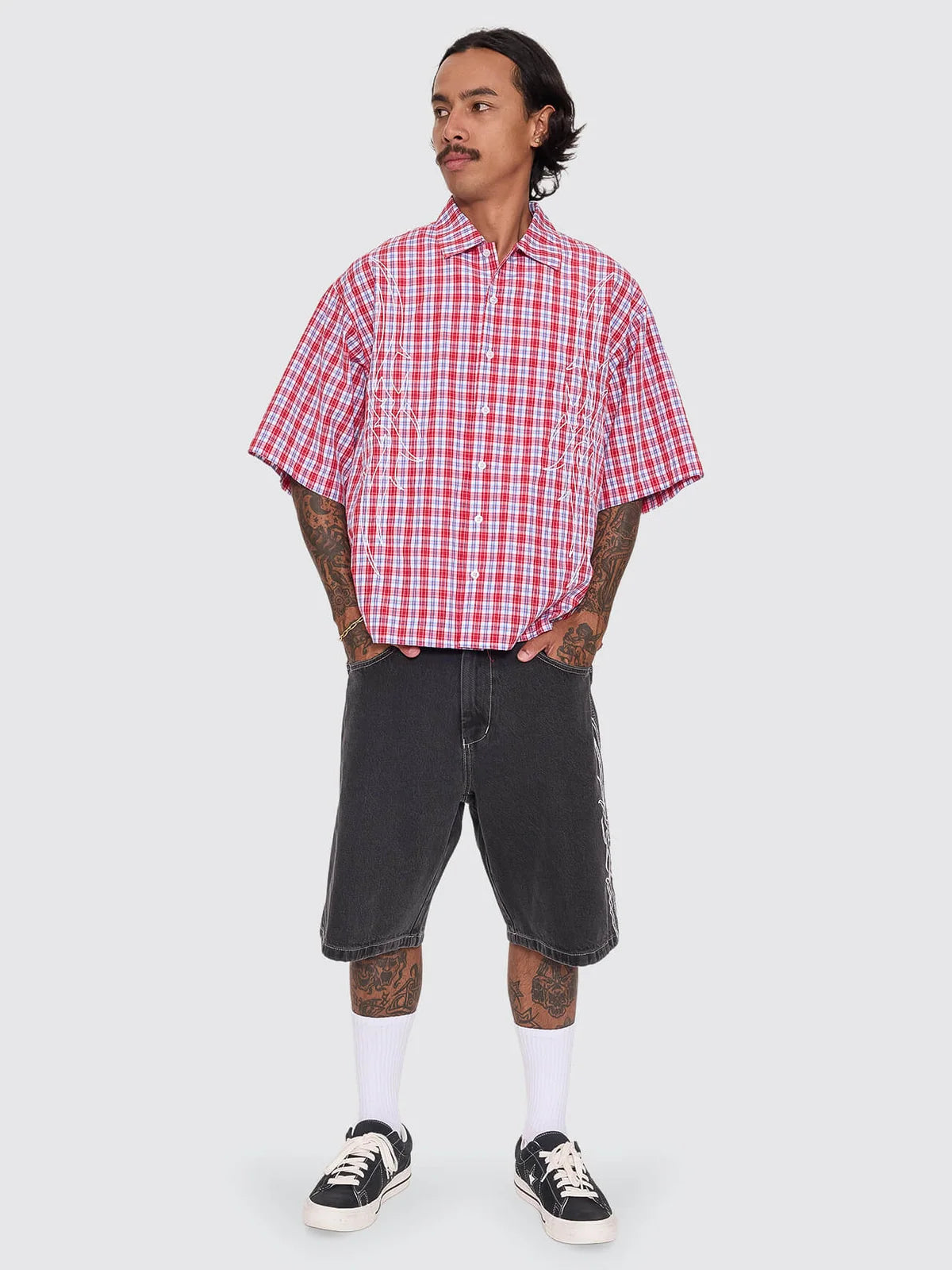 WORSHIP - PITTED BIG DAWG JEAN SHORT - USED BLACK