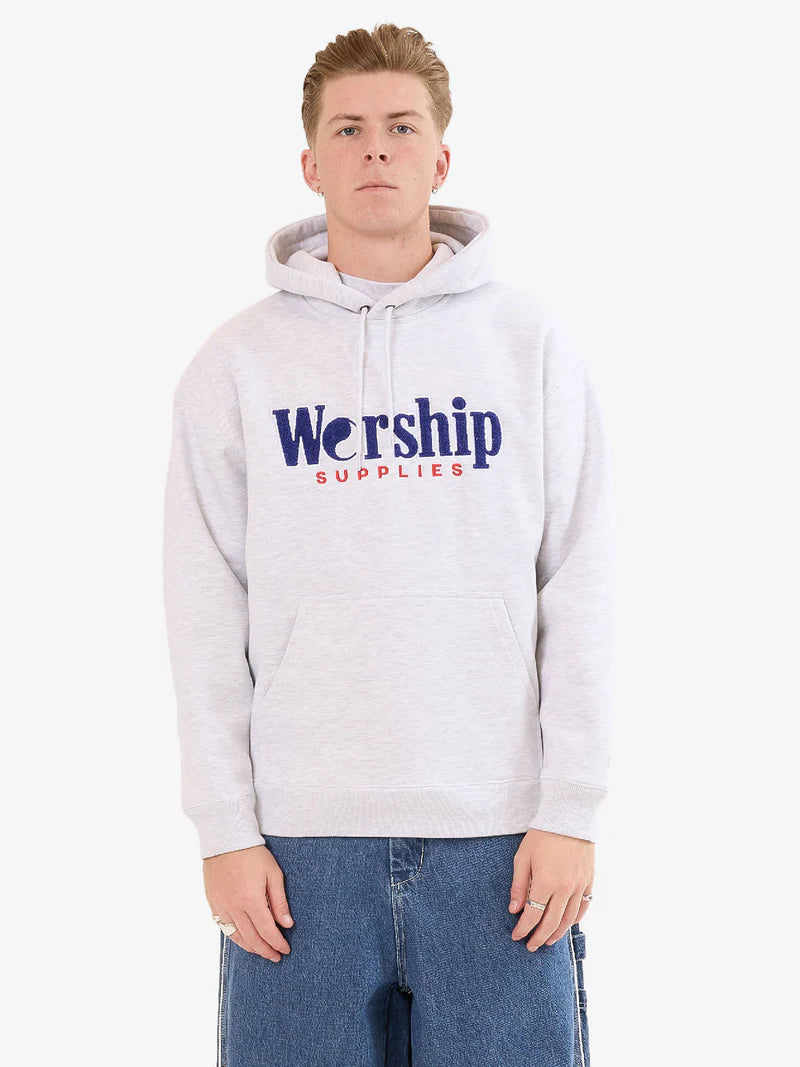 WORSHIP - Smoko Fleece Hood - SNOW MARLE