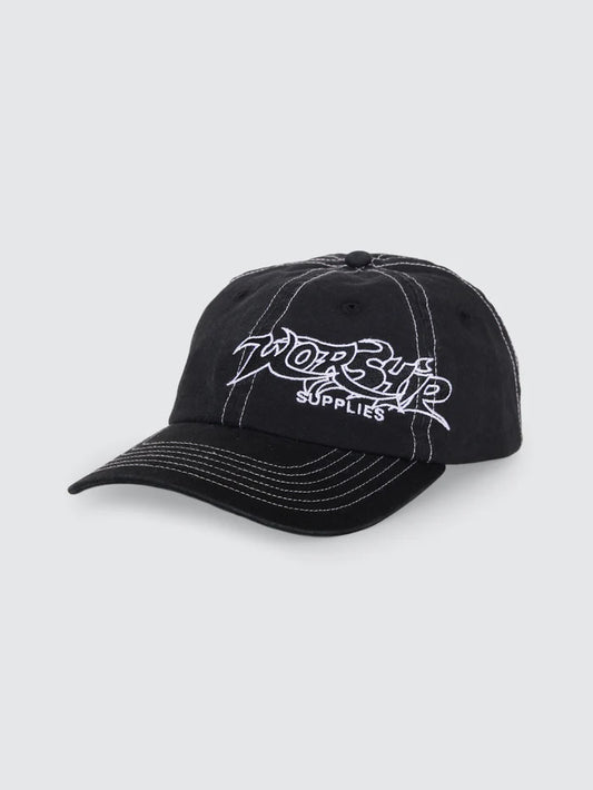 WORSHIP - Spiker 6 Panel Cap - Washed Black