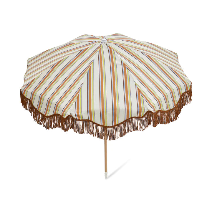 SALTY SHADOWS - Vintage Stripe Beach Umbrella