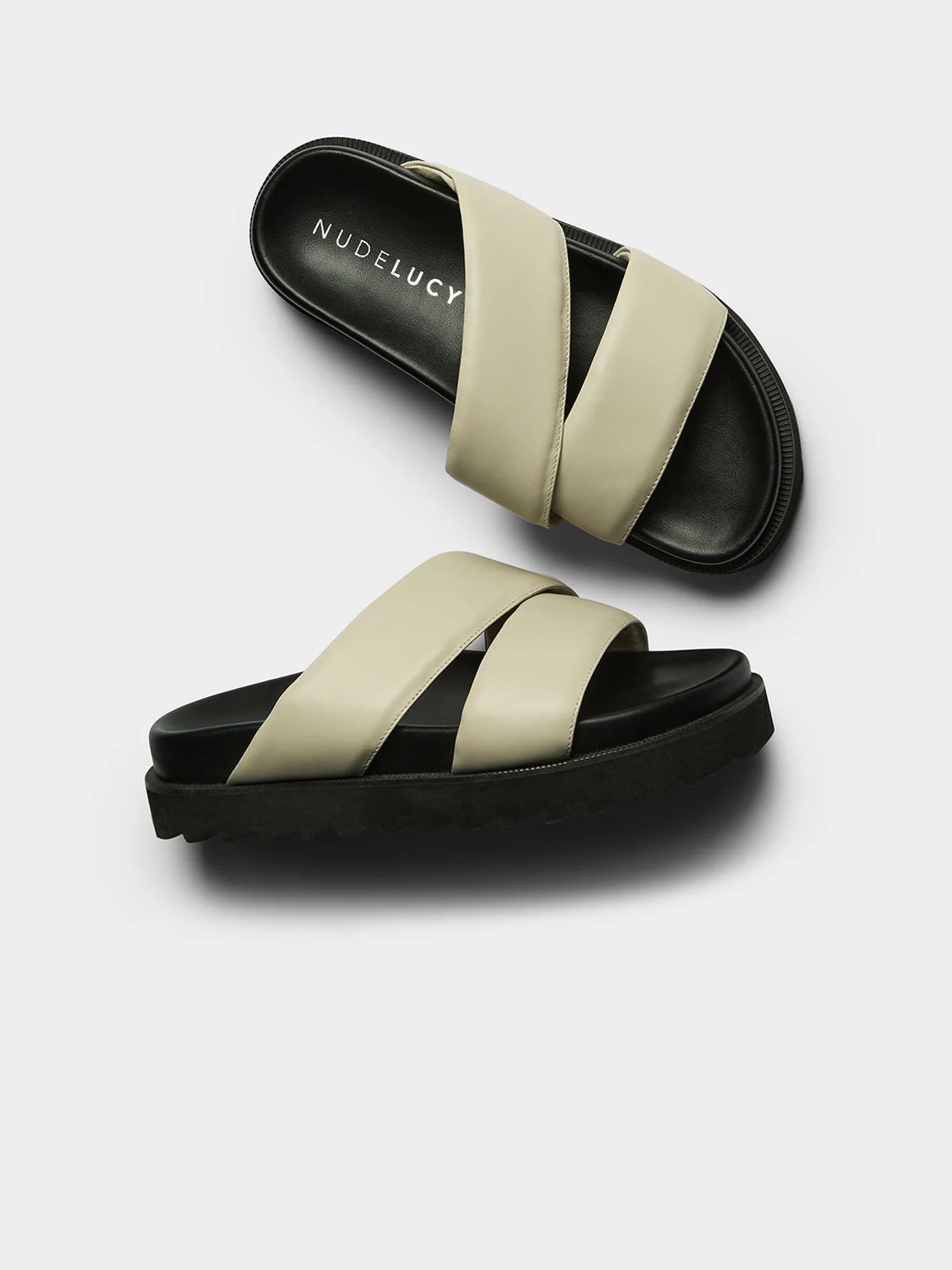 NUDE LUCY  - Platform Slide - BONE