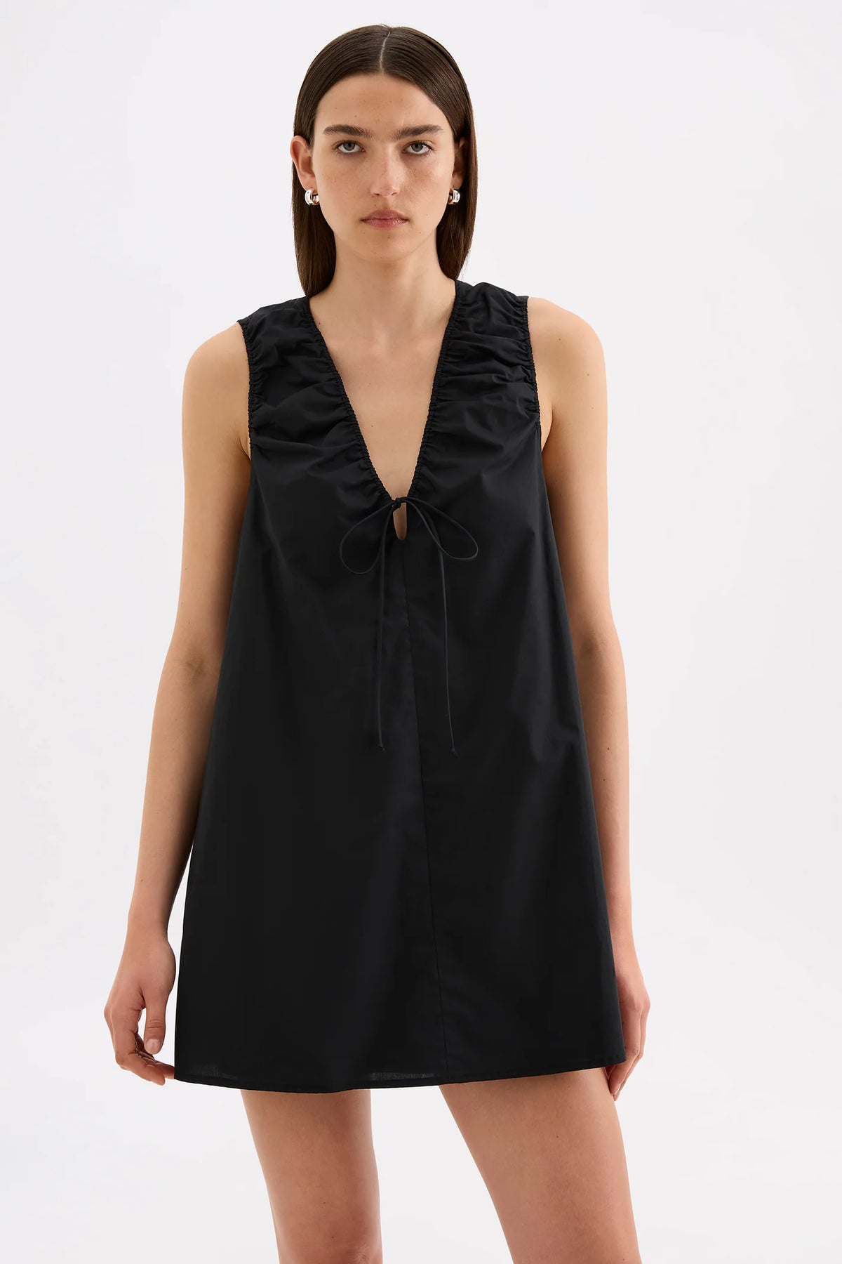 NUDE LUCY - CERIE POPLIN MINI DRESS - BLACK