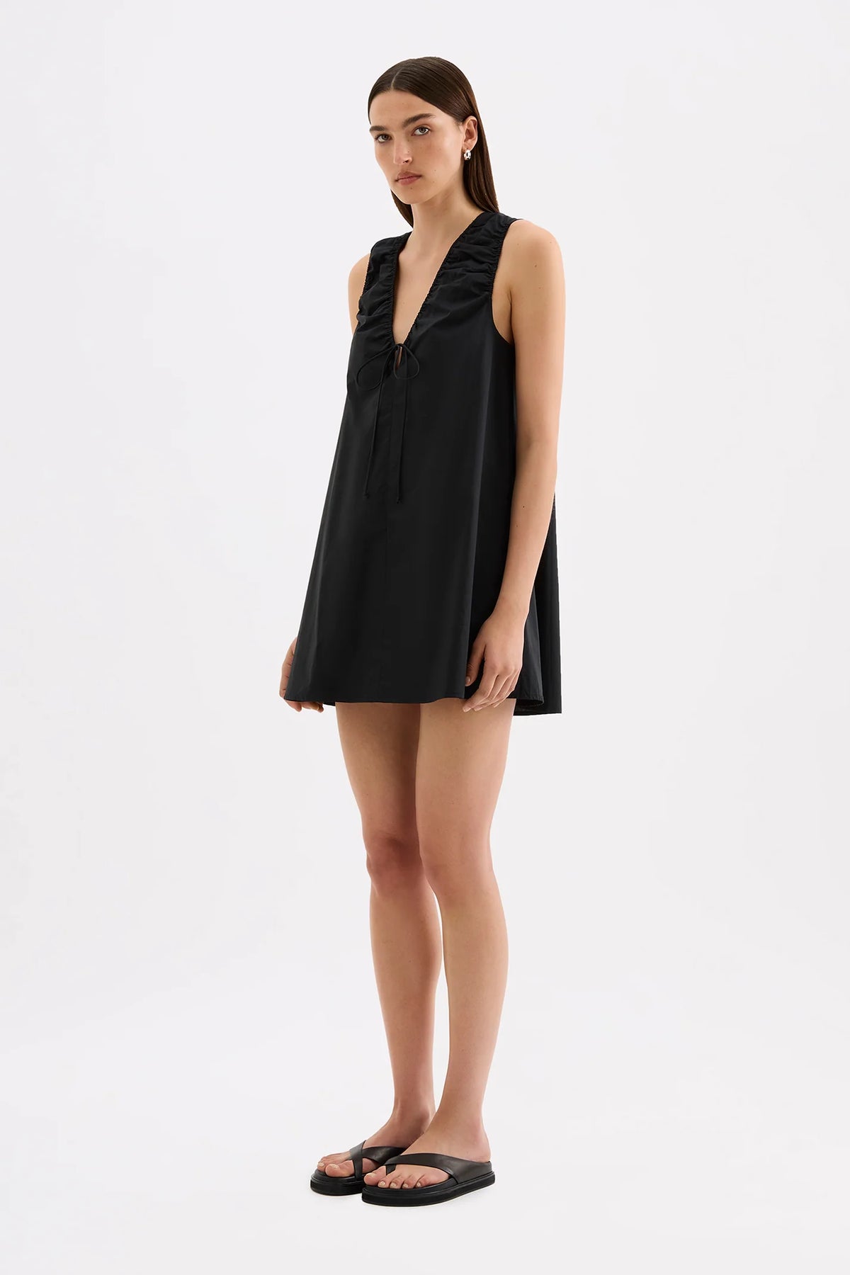 NUDE LUCY - CERIE POPLIN MINI DRESS - BLACK