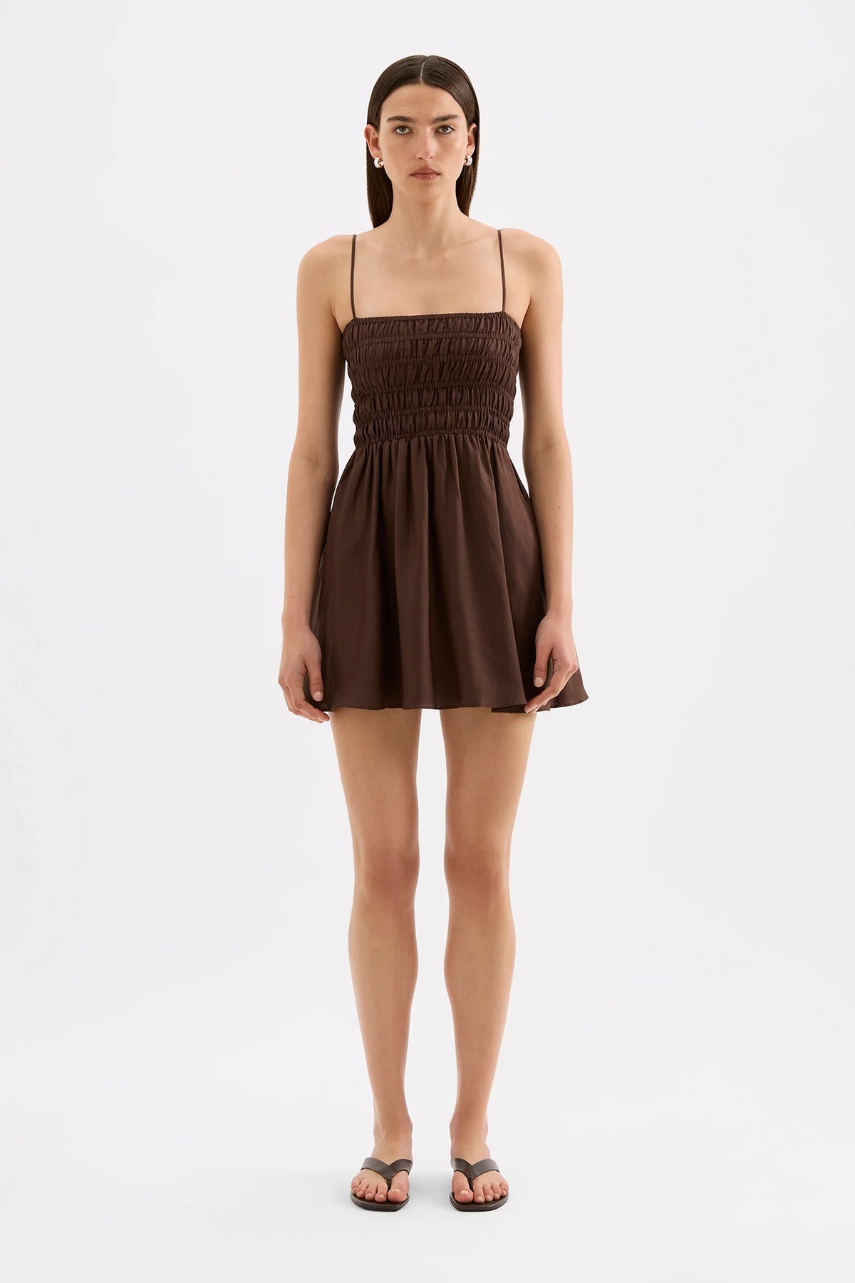 NUDE LUCY - JASLYNN TENCEL MINI DRESS - CHOCOLATE