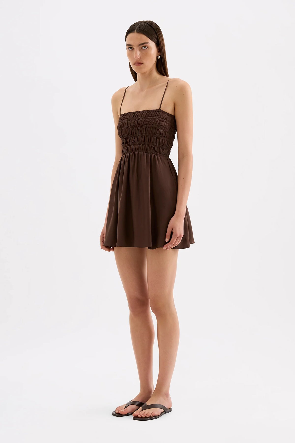 NUDE LUCY - JASLYNN TENCEL MINI DRESS - CHOCOLATE