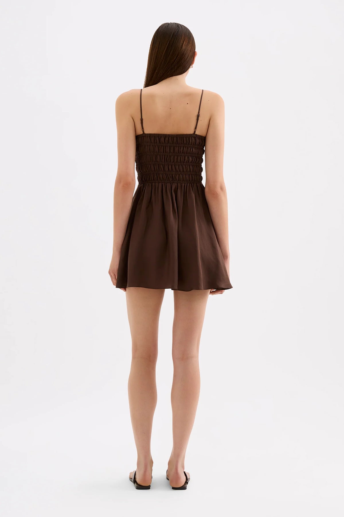 NUDE LUCY - JASLYNN TENCEL MINI DRESS - CHOCOLATE