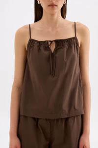 NUDE LUCY - Cerie Poplin Top - CHOCOLATE