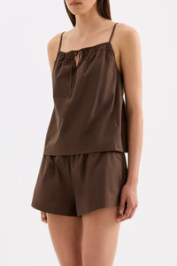 NUDE LUCY - Cerie Poplin Top - CHOCOLATE
