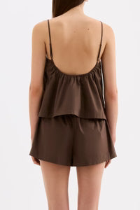 NUDE LUCY - Cerie Poplin Top - CHOCOLATE