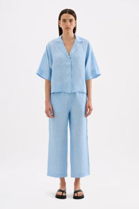 NUDE LUCY -  Lounge Stripe Linen Shirt - Cove Stripe