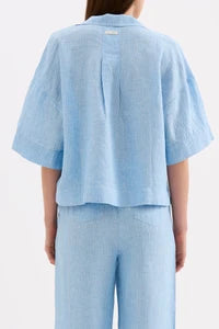 NUDE LUCY -  Lounge Stripe Linen Shirt - Cove Stripe