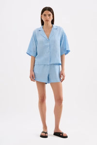 NUDE LUCY - Lounge Stripe Linen Short - Cove Stripe
