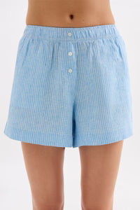 NUDE LUCY - Lounge Stripe Linen Short - Cove Stripe