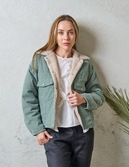 VALERIA LABEL - CORDAUROY SHERPA JACKET - SAGE