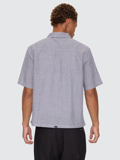 THRILLS -  Web Of Deceit Box Crop Short Sleeve Shirt - NAVY STRIPE