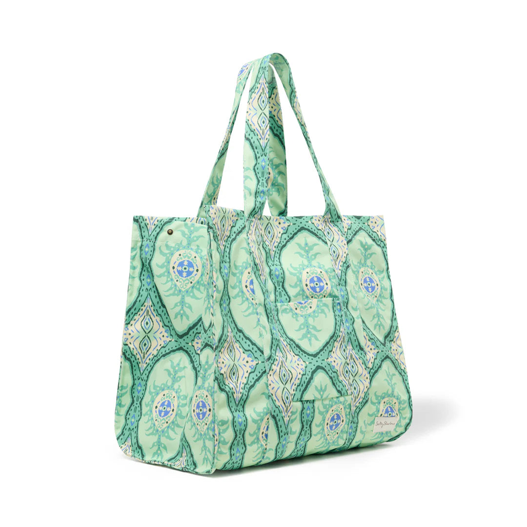 Salty Shadows - Moss Oversized Canvas Beach Bag