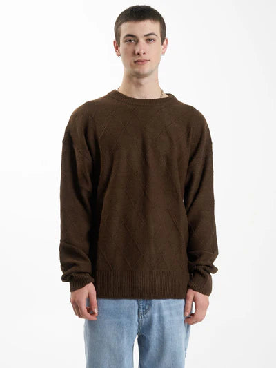 THRILLS - Linked Crew Knit - Chocolate Plum