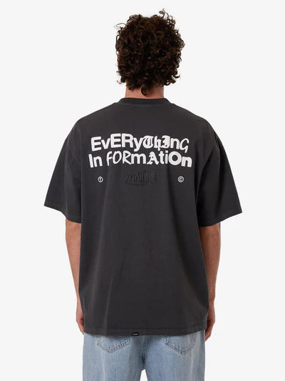 THRILLS - CHAIN OF FORMATION BOX OVERSIZE FIT TEE - Dark Charcoal