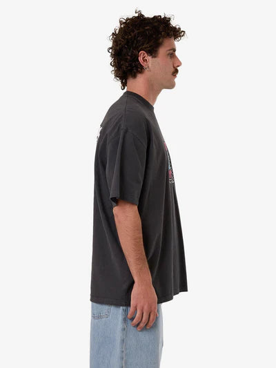 THRILLS - CHAIN OF FORMATION BOX OVERSIZE FIT TEE - Dark Charcoal