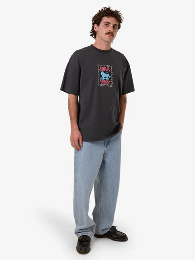 THRILLS - CHAIN OF FORMATION BOX OVERSIZE FIT TEE - Dark Charcoal