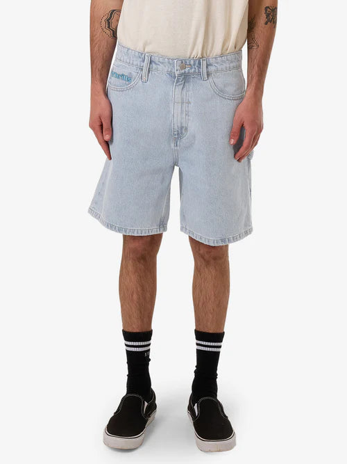 THRILLS - HAZED SLACKER DENIM SHORT - Light Ash Blue