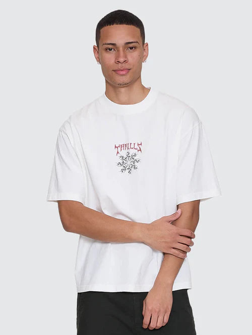 THRILLS - Stagger Box Fit Oversized crpped Tee - Snow White