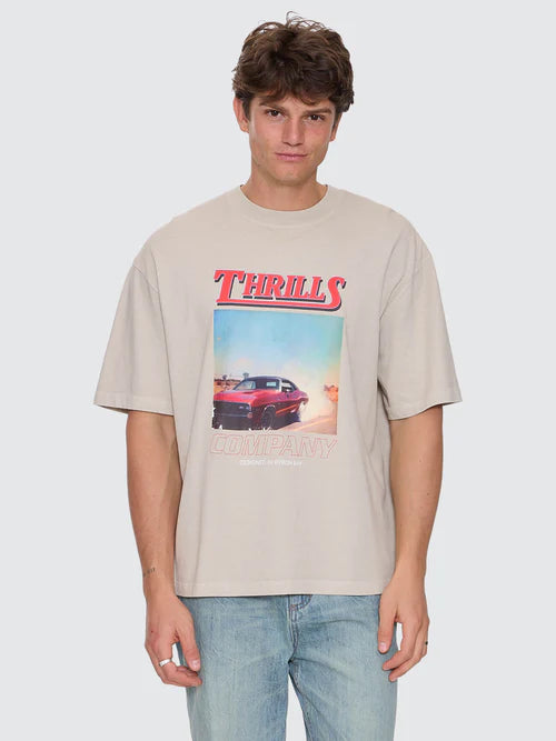 THRILLS - Skerrt Box Fit Oversize Cropped Tee - Oatmeal