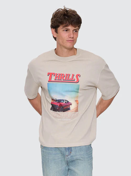 THRILLS - Skerrt Box Fit Oversize Cropped Tee - Oatmeal