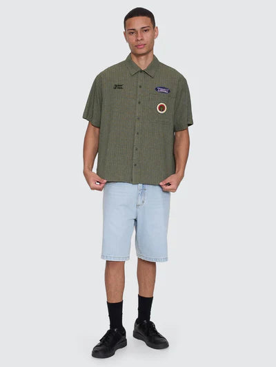 THRILLS -  Against all Odds Cropped Short Sleeve Work Shirt - OIL GREEN