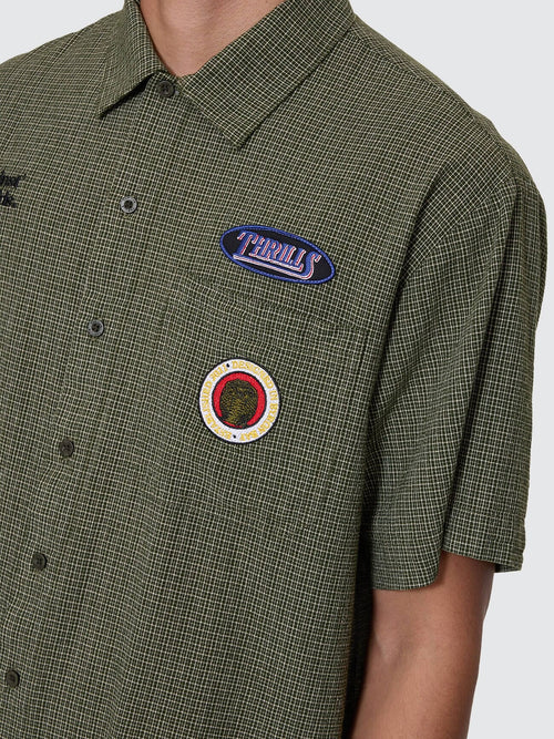 THRILLS -  Against all Odds Cropped Short Sleeve Work Shirt - OIL GREEN