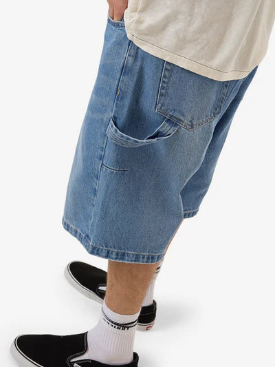 THRILLS - BIG SLACKER DENIM SHORT - Long Ago Blue