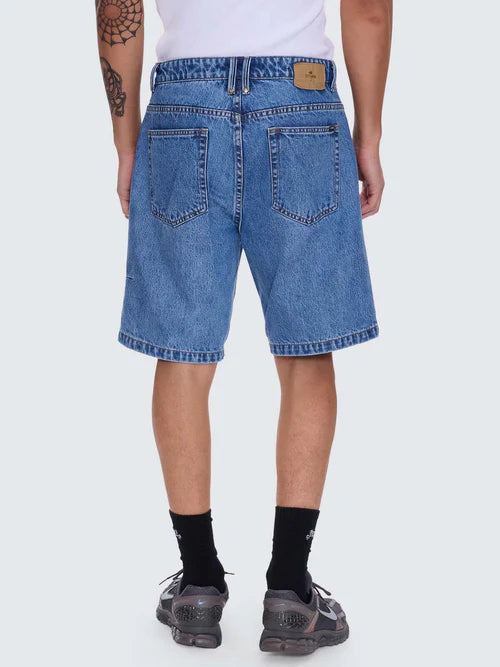 THRILLS - Mid Slacker Relaxed Long Denim Short - Deep Vintage Blue
