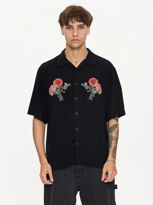 THRILLS - Still Life Bowling Shirt - BLACK