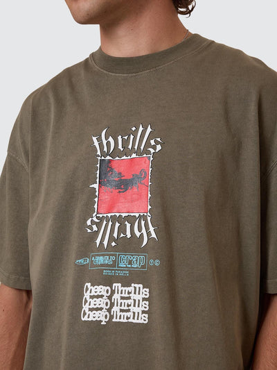 THRILLS - Cheap Thrills Box Fit Oversize Tee - Tarmac