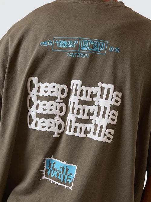 THRILLS - Cheap Thrills Box Fit Oversize Tee - Tarmac