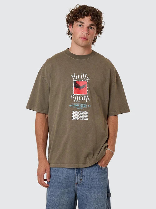 THRILLS - Cheap Thrills Box Fit Oversize Tee - Tarmac