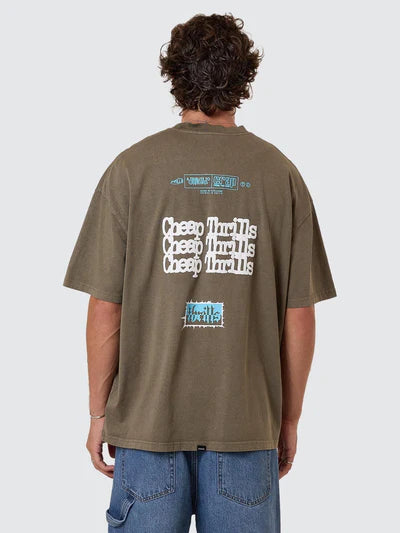 THRILLS - Cheap Thrills Box Fit Oversize Tee - Tarmac