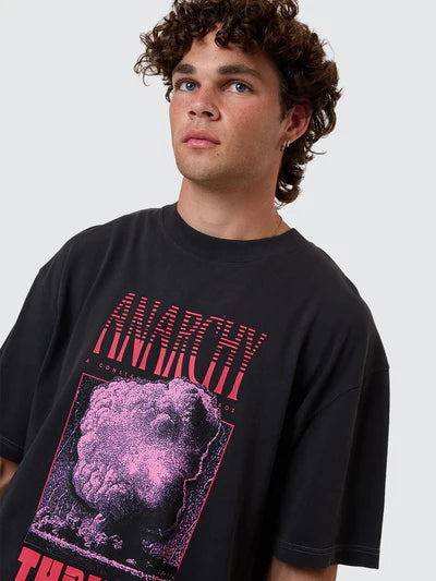 THRILLS - Constant Chaos Box Fit Oversize Cropped Tee - Blue Graphite