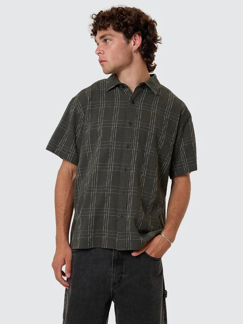 THRILLS - Built to Win Short Sleeve Cropped Shirt - Oil Green