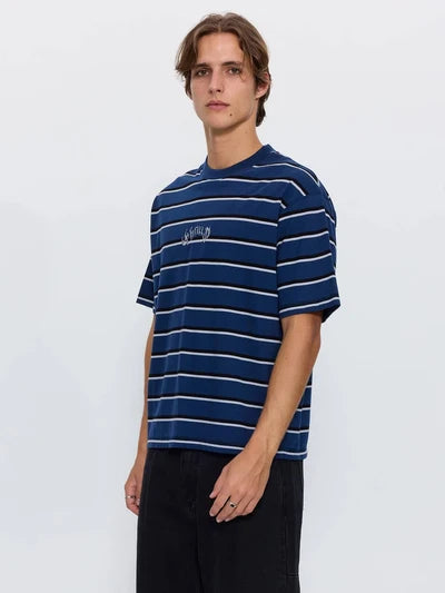 THRILLS - Stagger Big Stripe Box Crop Tee - BLACK