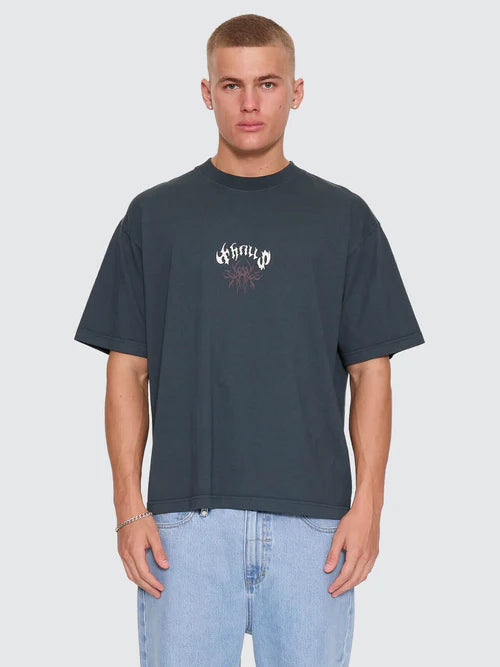 THRILLS - Stagger Oversize Box Crop Tee - PETROL