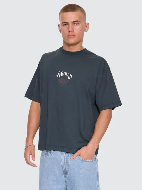 THRILLS - Stagger Oversize Box Crop Tee - PETROL